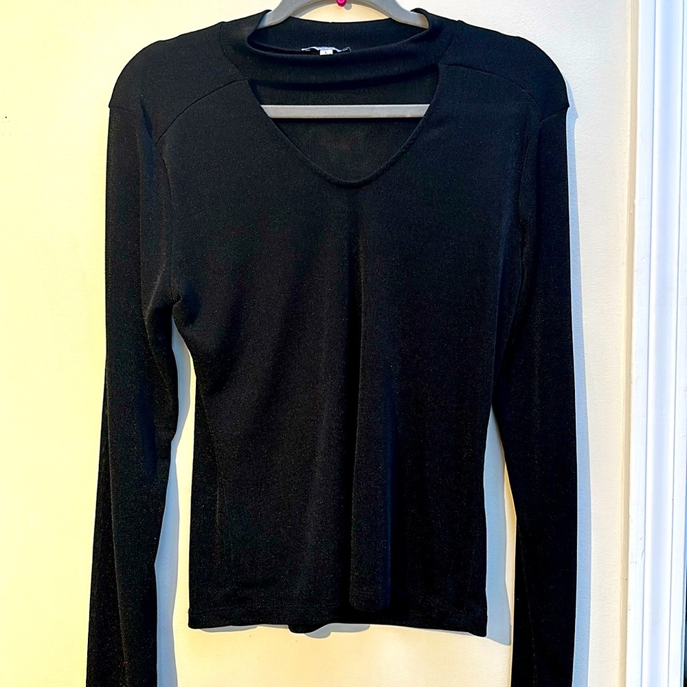 Black stretchy White Birch long sleeve with neck cutout